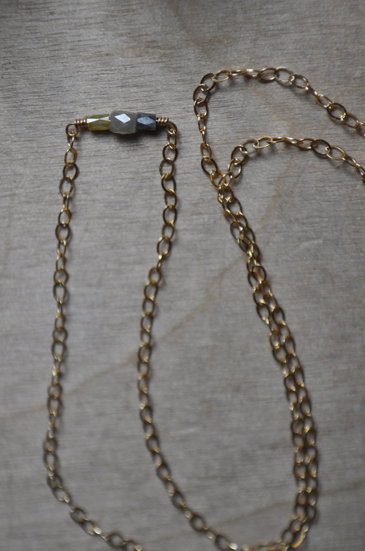 Image of Teeny Tiny Natural Diamond Trio Necklace