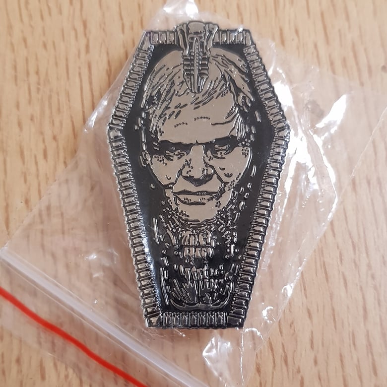 Image of Biomechanoid tribute to HR.Giger limited edition shaped enamel pin 