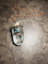Image 2 of Electroformed Quartz Crystal  With Labradorite Necklace 
