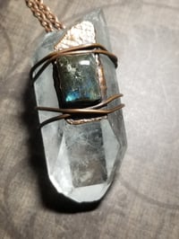 Image 1 of Electroformed Quartz Crystal  With Labradorite Necklace 