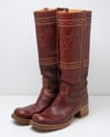 Vintage Womens Frye Campus tall leather boots Burgundy Color 7.5 B with 2 inch heels Style #8175