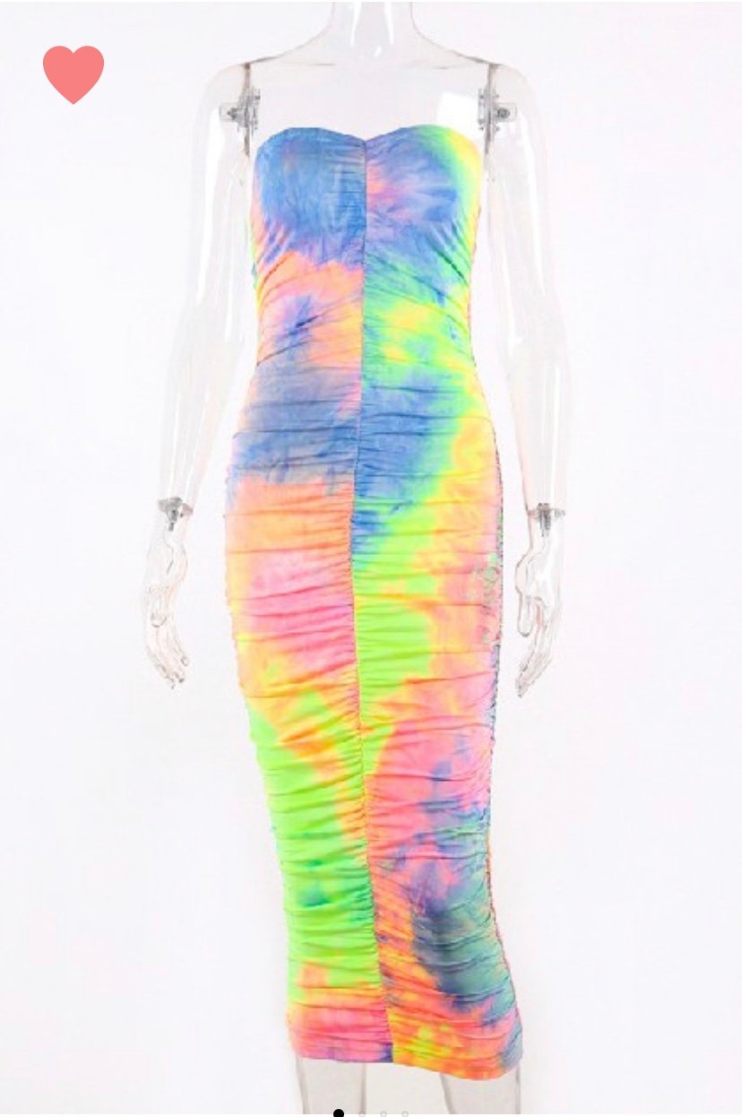 Tie dye scrunch dress Outlet