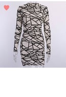 Image of Line Print Mesh Bodycon Dress