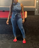 Image of Denim Sleeveless Jumpsuit