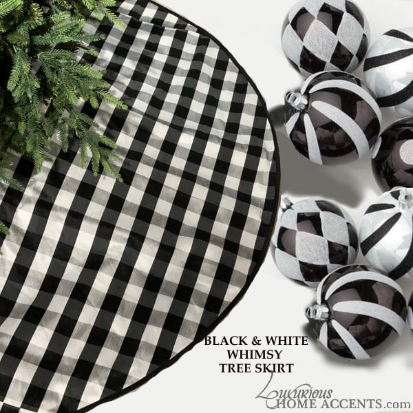 Image of Black and White Theme Christmas Tree Skirt
