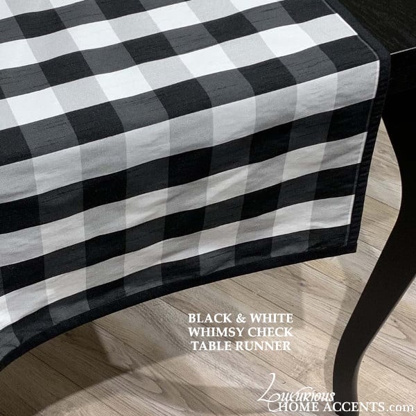 black and white checkered table runner