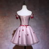 Lovely Knee Length Off Shoulder Tulle Party Dress, Pink Homecoming Dress