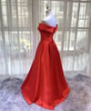 Red Satin Off Shoulder Sweetheart Long Prom Dress, Red Party Dress
