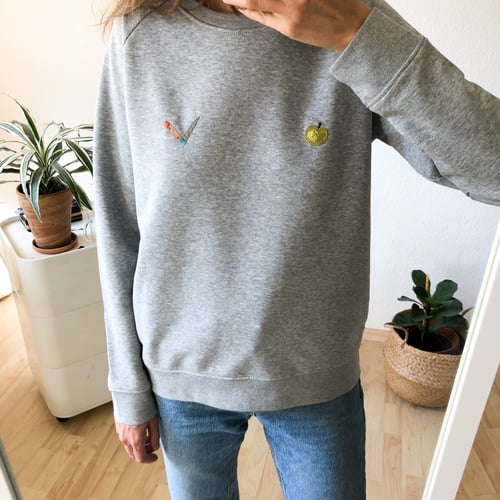 Image of Picnic sweatshirt - hand embroidered organic cotton sweatshirt, available in ALL sizes 