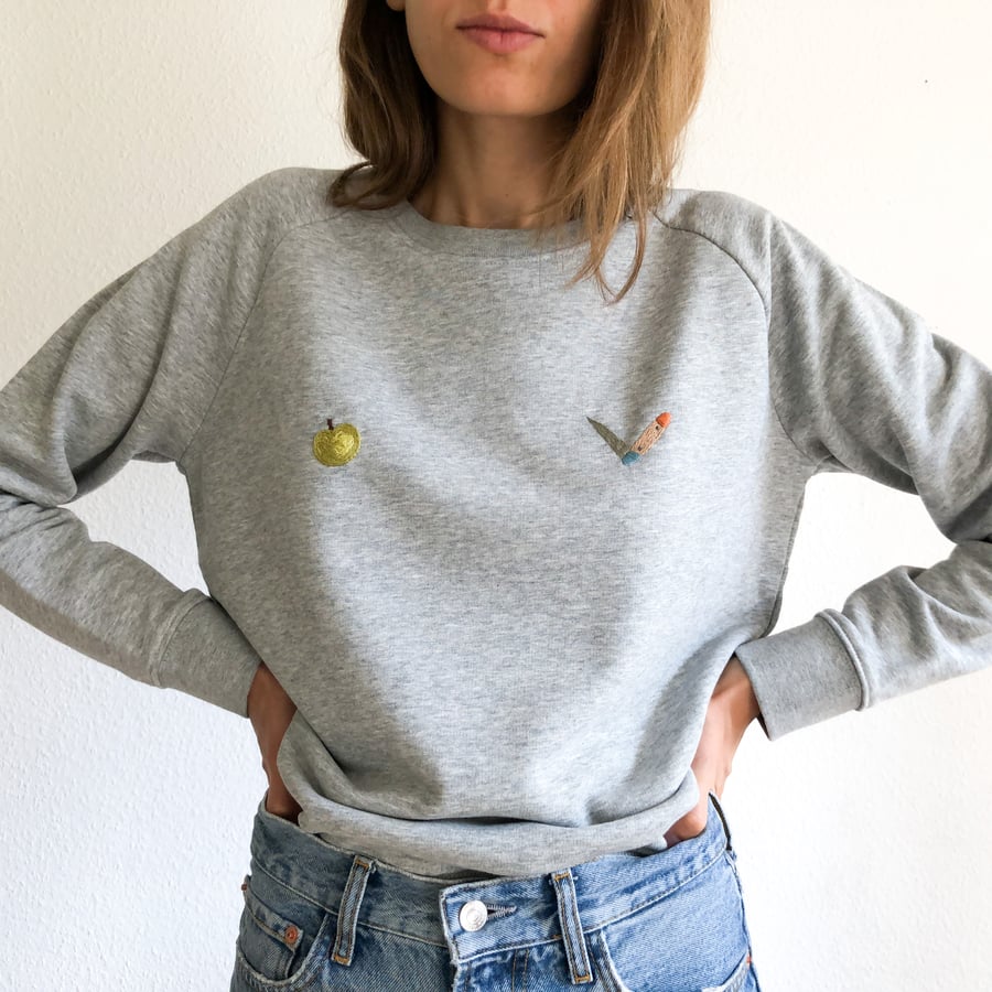Image of Picnic sweatshirt - hand embroidered organic cotton sweatshirt, available in ALL sizes 