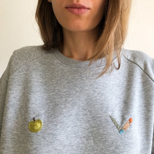 Image of Picnic sweatshirt - hand embroidered organic cotton sweatshirt, available in ALL sizes 