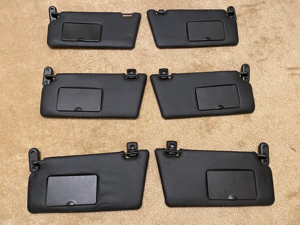 Image of Ford Focus 2000-2019, Mustang - BLACK Vinyl Sun Visors (2) with connectors/clips
