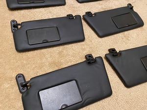 Image of Ford Focus 2000-2019, Mustang - BLACK Vinyl Sun Visors (2) with connectors/clips