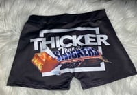 “thicker than a snicker” custom shorts 