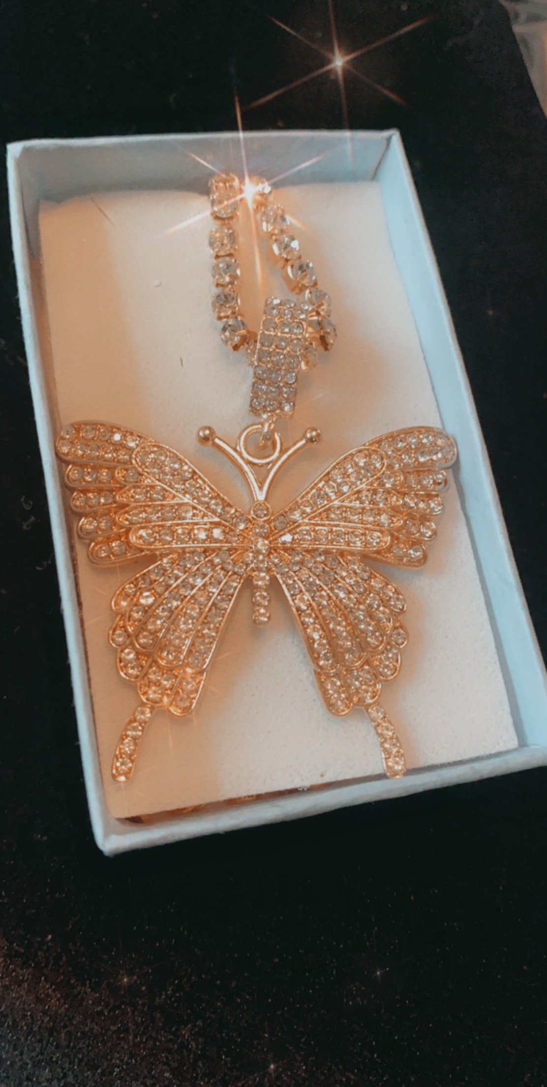 Image of Transformation butterfly necklace  pink 
