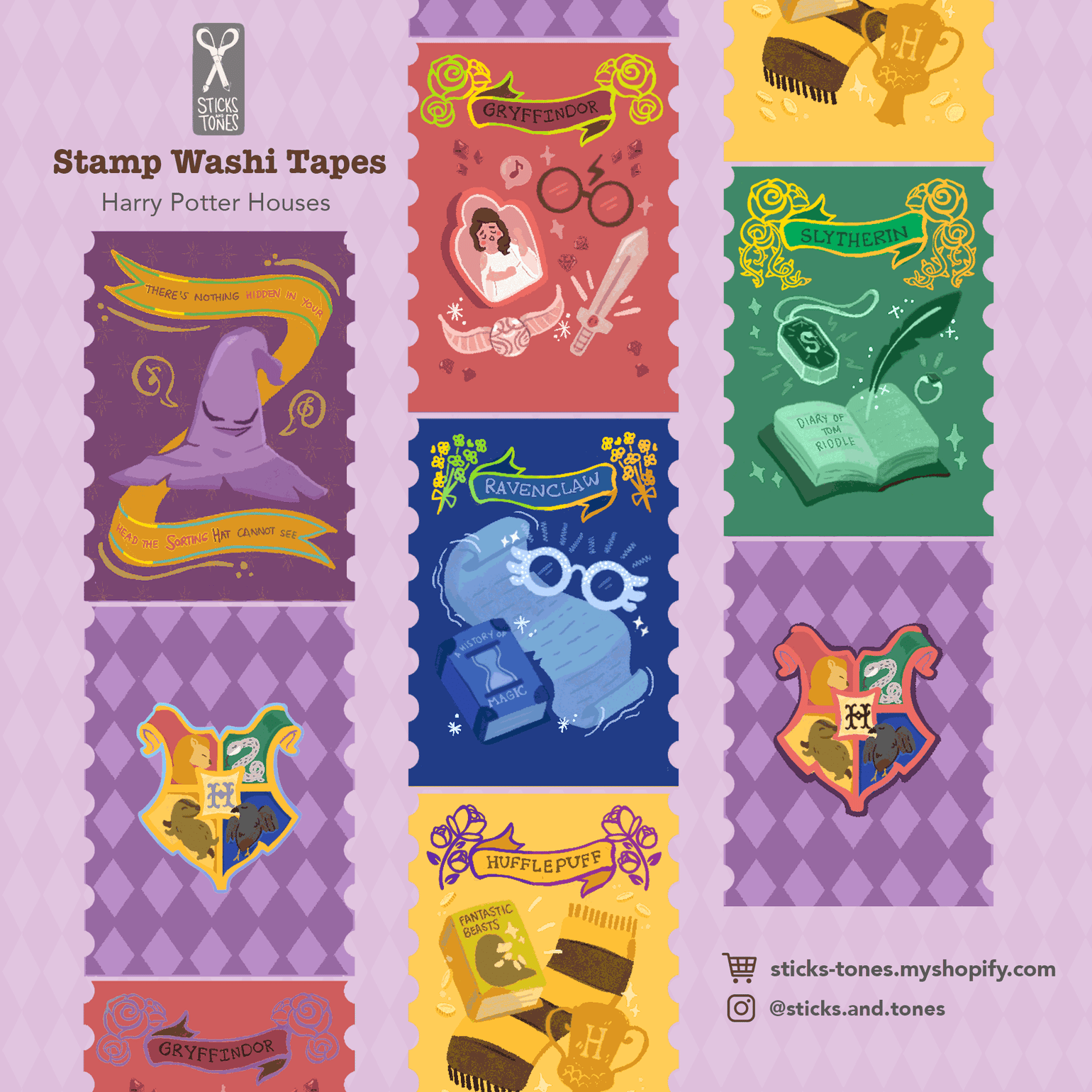 Harry Potter Houses Stamp Washi Tape