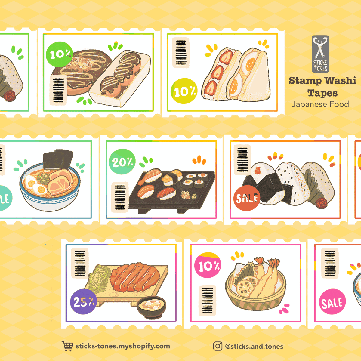 Japanese Food Stamp Washi Tape Sticks and Tones PH