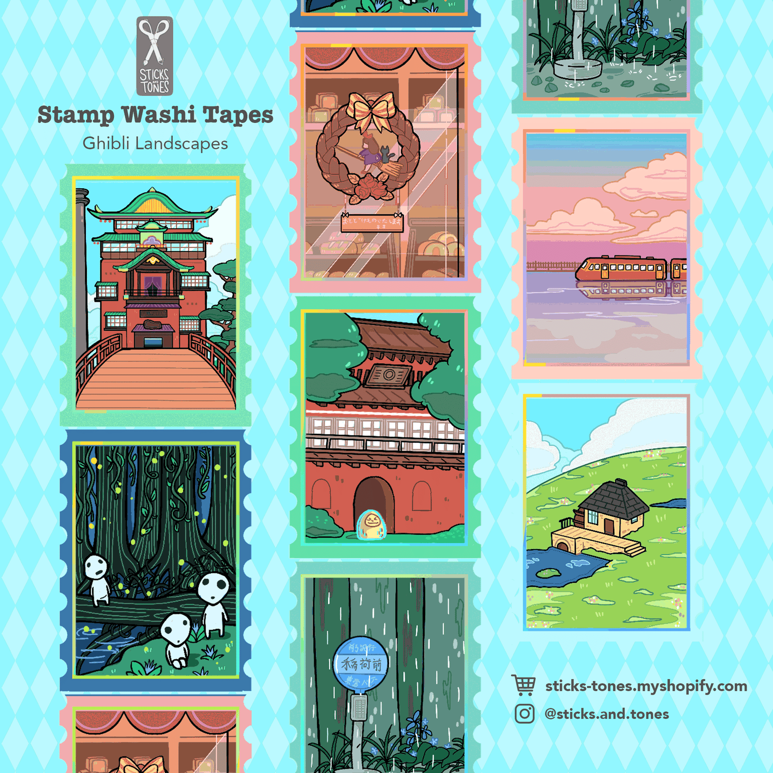 Image of Ghibli Landscapes Stamp Washi Tape