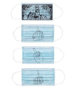 AI WEIWEI - "FINGER SERIES" FULL SET OF LIMITED EDITION SILKSCREEN PRINTED MASKS