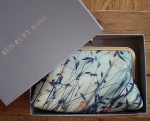 Image of Stipa grasses, printed fabric clutch bag + optional chain handle