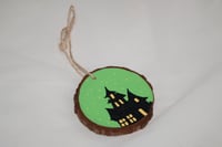 Halloween Haunted House Wood Slice