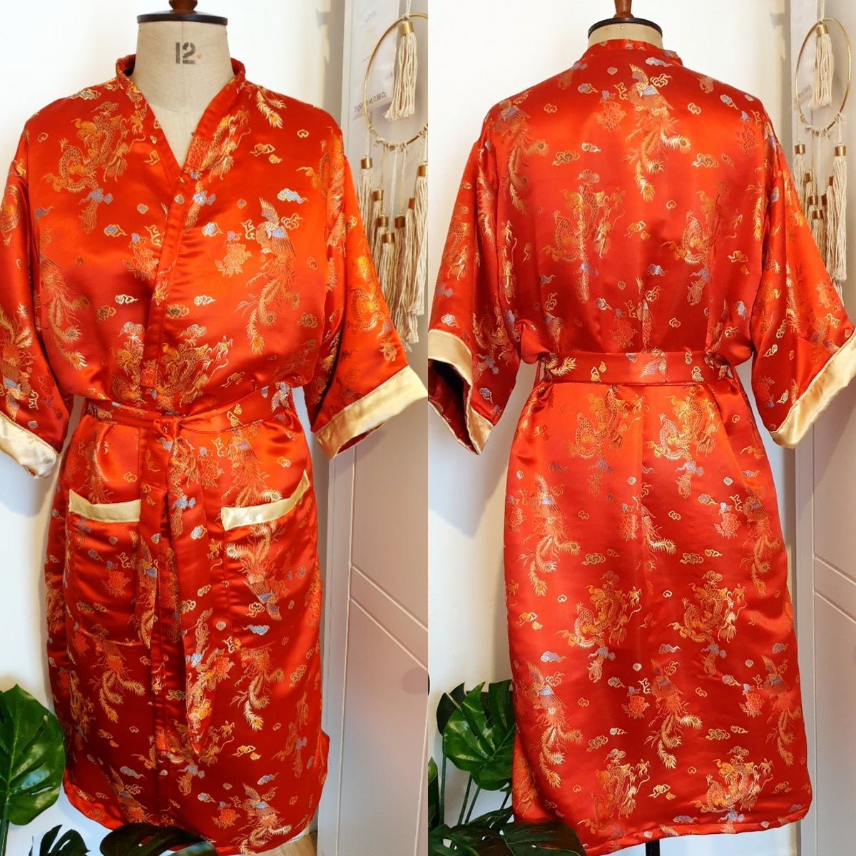 Volle Länge Herren 60% Seide Oriental Kleid Robe Kimono versandkostenfrei UK Nur *