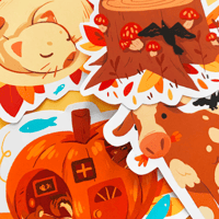 Image 2 of Fall Friends Sticker Set