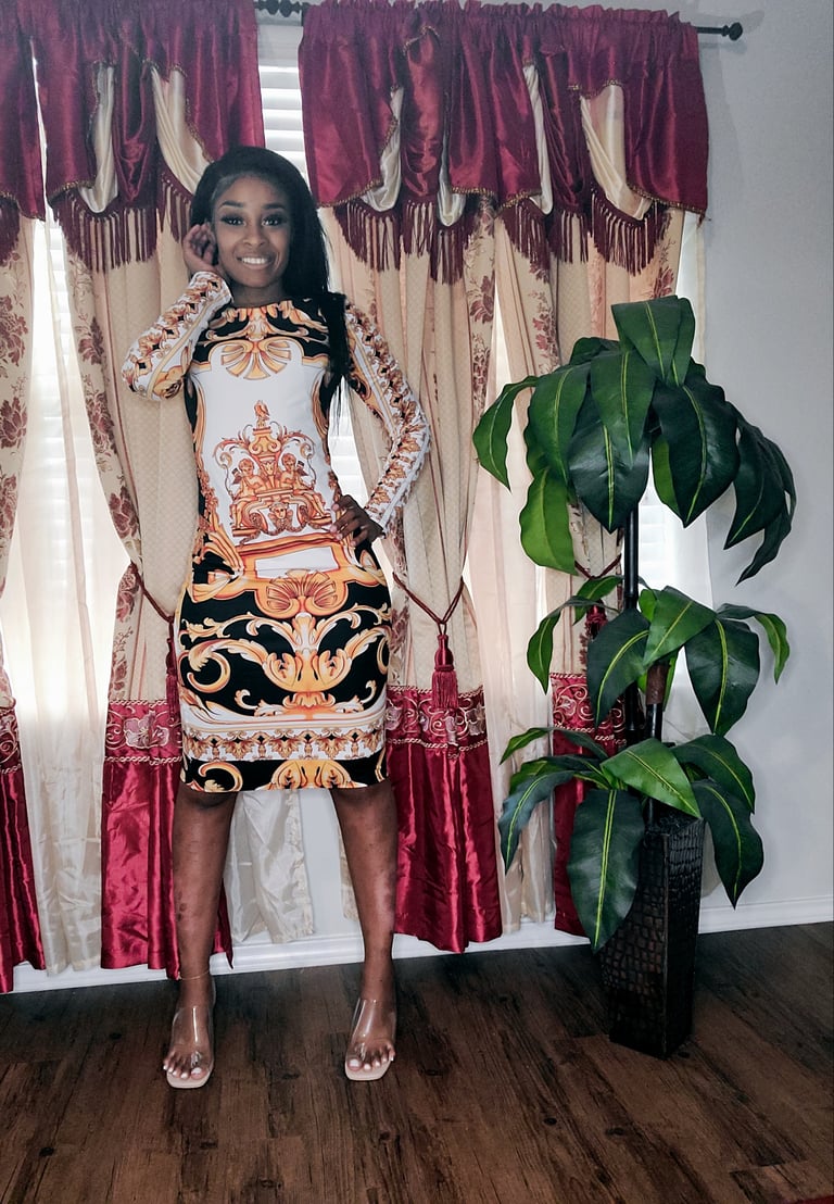 Long-Sleeve Vintage Fitted Dress