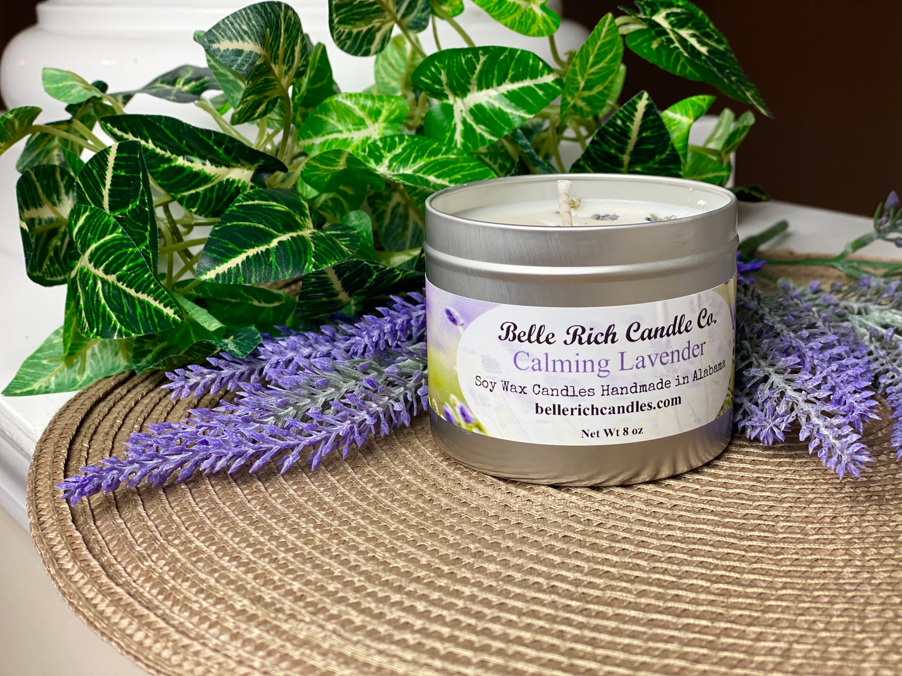 Calming Lavender 8oz Candle Belle Rich Candle Co.