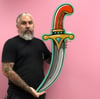 Curved Dagger- Hand painted wood cut out