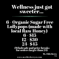 Image 2 of Organic Elderberry + Local Raw Honey Lollipops 