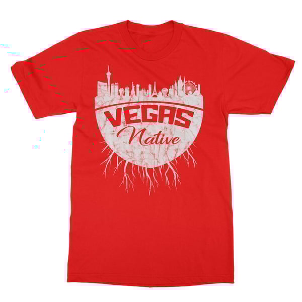 Image of Mens Vegas Native Tee (Wht on Red)