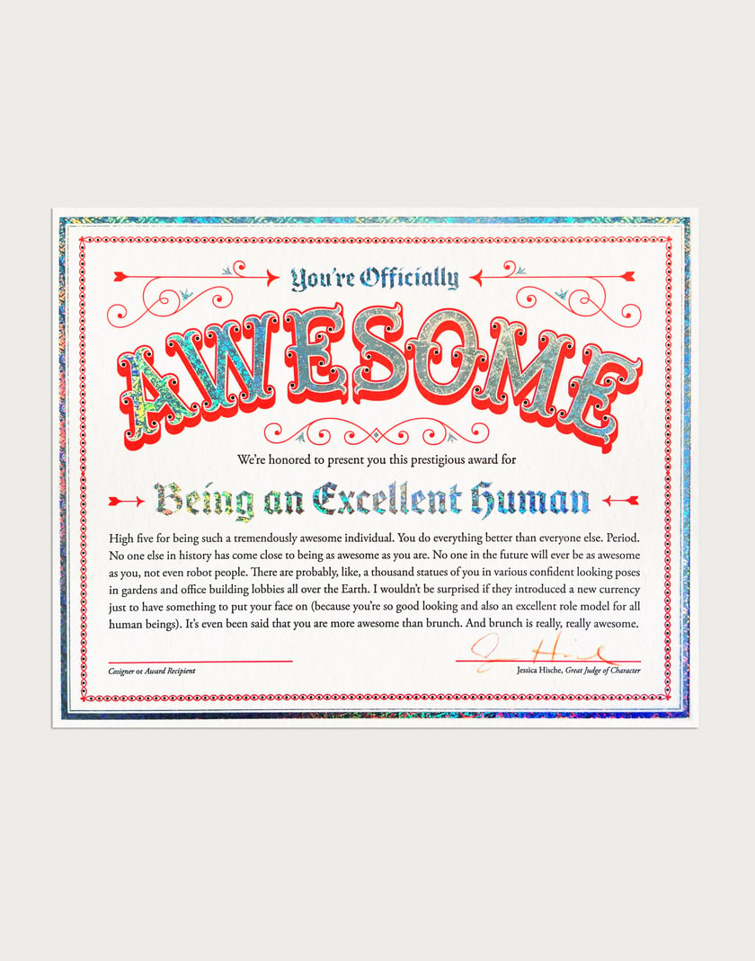 Certificate of Awesomeness