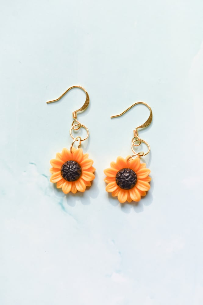 Image of Sunflower Hook Earrings