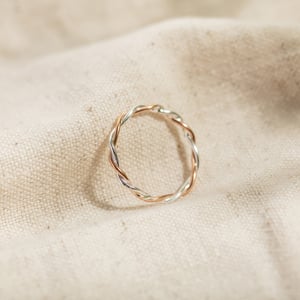 Image of 9ct Rose Gold & Silver Twisted Stacking Ring