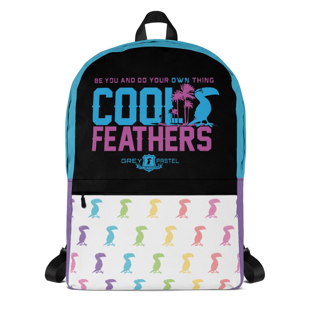 Grey Pastel "Cool Feathers Hi-Lites" Backpack