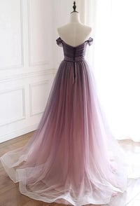 Image 3 of Beautiful Off Shoulder Tulle Graident Long Party Dress, Long Evening Gown