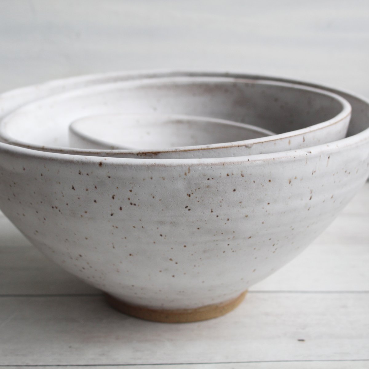 Andover Pottery — Rustic Raw Stoneware Prep Bowl in Brown Speckled Glaze  Handcrafted in USA