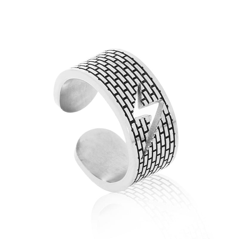 Mens Lightning Bolt Heavy Duty Rings (Stainless Steel Gold/Silver)