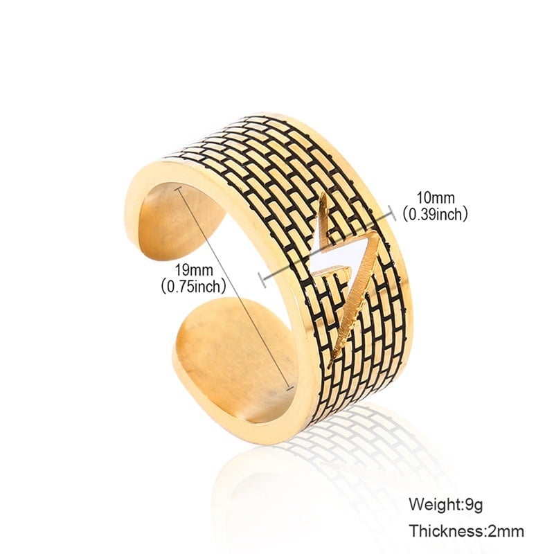 Mens Lightning Bolt Heavy Duty Rings (Stainless Steel Gold/Silver)
