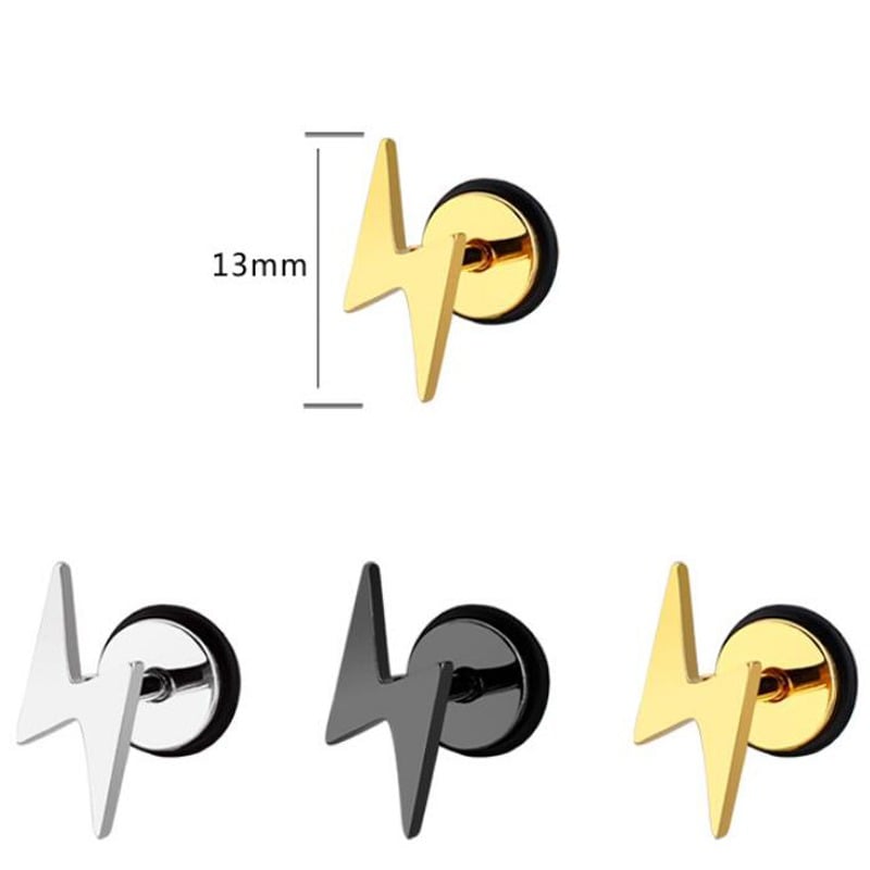 2 pcs Lightning Stainless Steel Studs Earrings