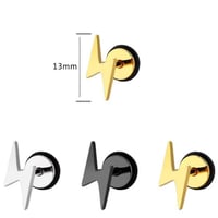 Image 3 of 2 pcs Lightning Stainless Steel Studs Earrings