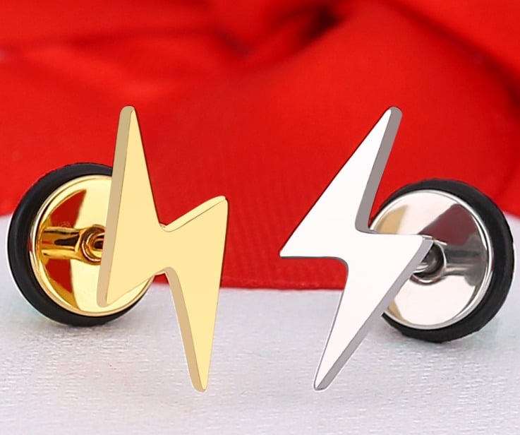 2 pcs Lightning Stainless Steel Studs Earrings