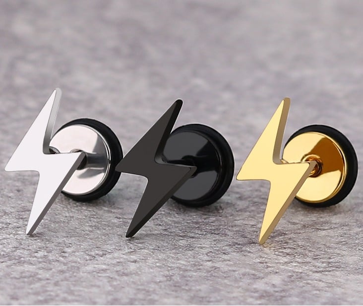 2 pcs Lightning Stainless Steel Studs Earrings