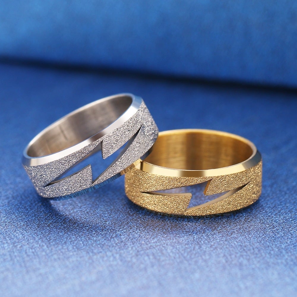 Lightning Bolt Ring in Stainless Steel (Gold/Silver) BowieGallery
