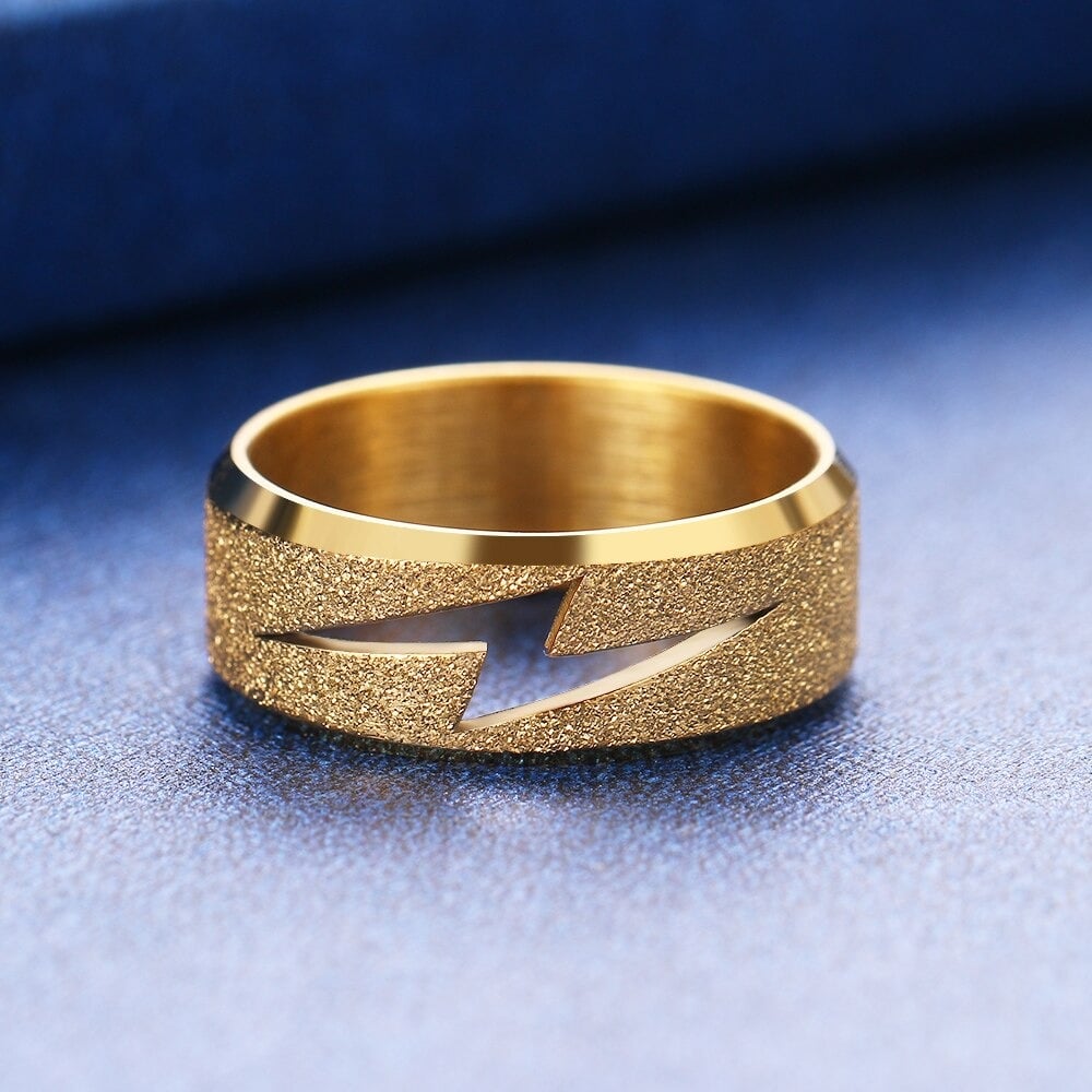 Lightning Bolt Ring in Stainless Steel (Gold/Silver) | BowieGallery