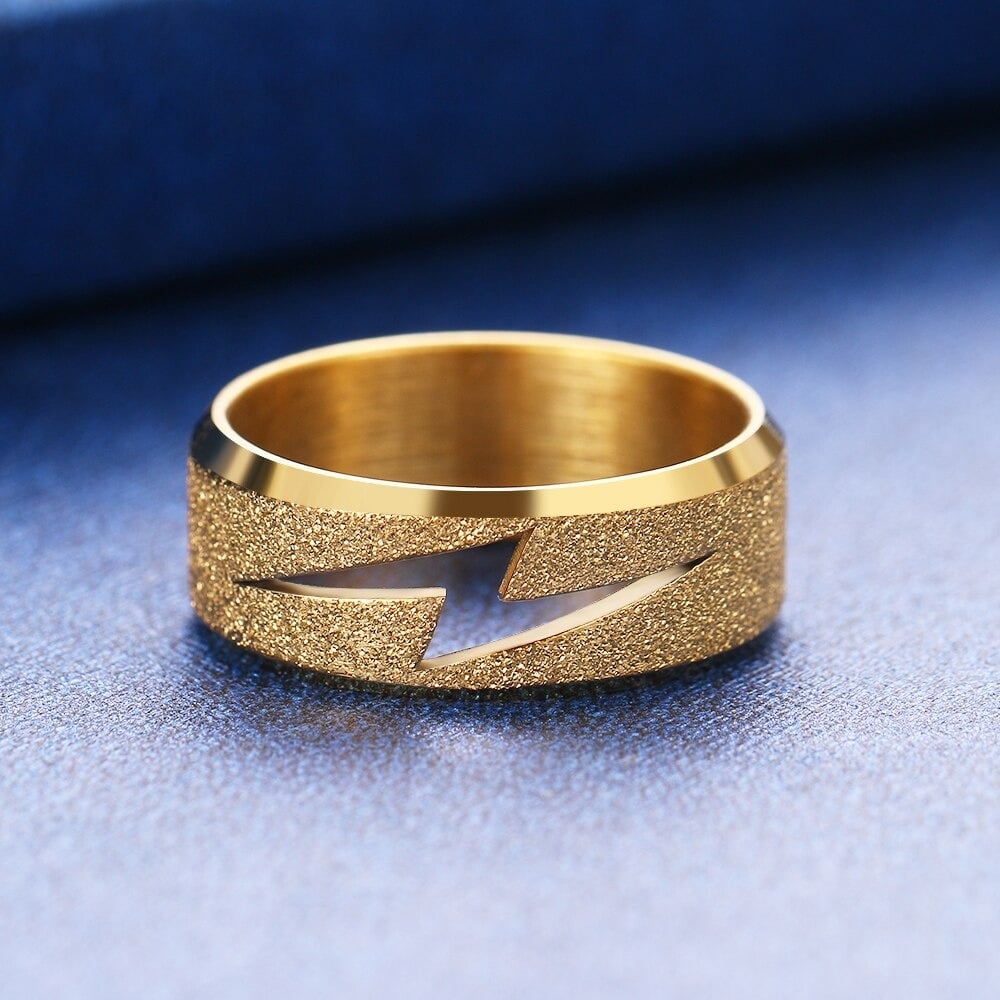 Lightning Bolt Ring in Stainless Steel (Gold/Silver) BowieGallery