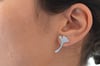Ginkgo leaf long silver stud earrings