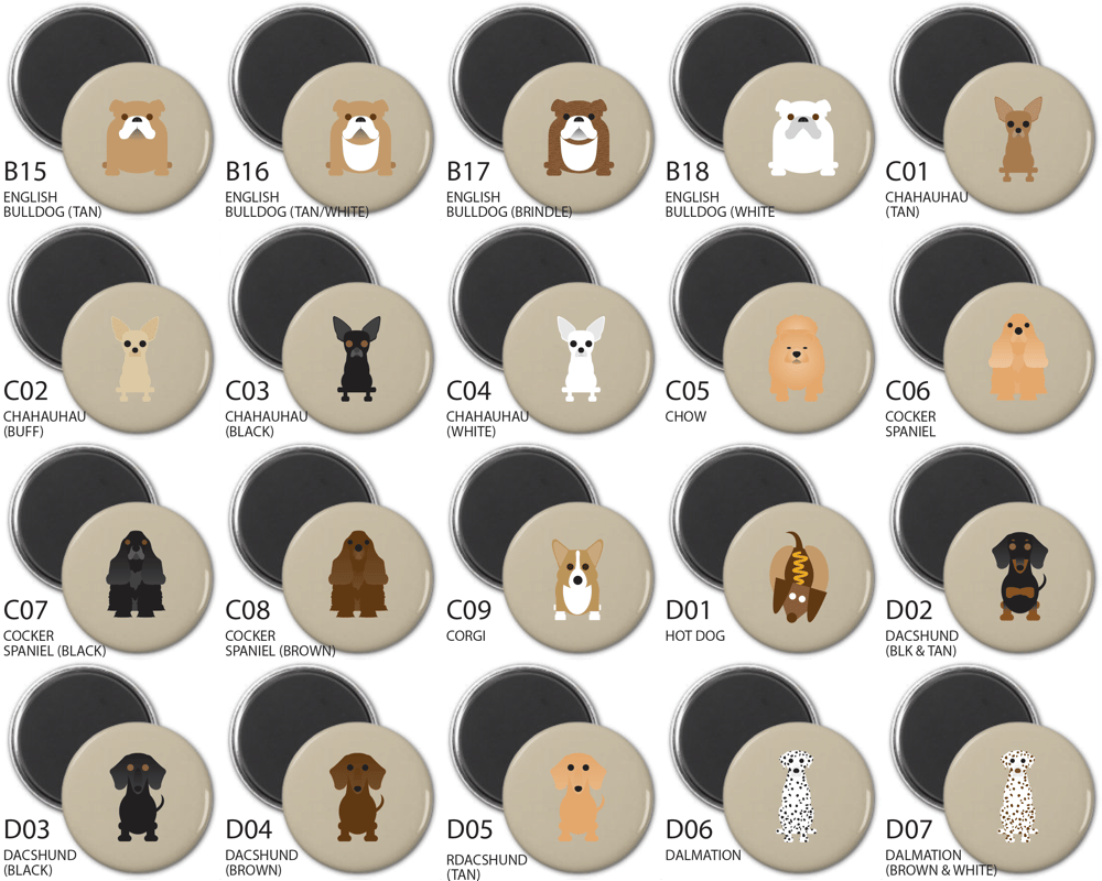 Simply Dogs Round Magnet Sets A-N Breeds