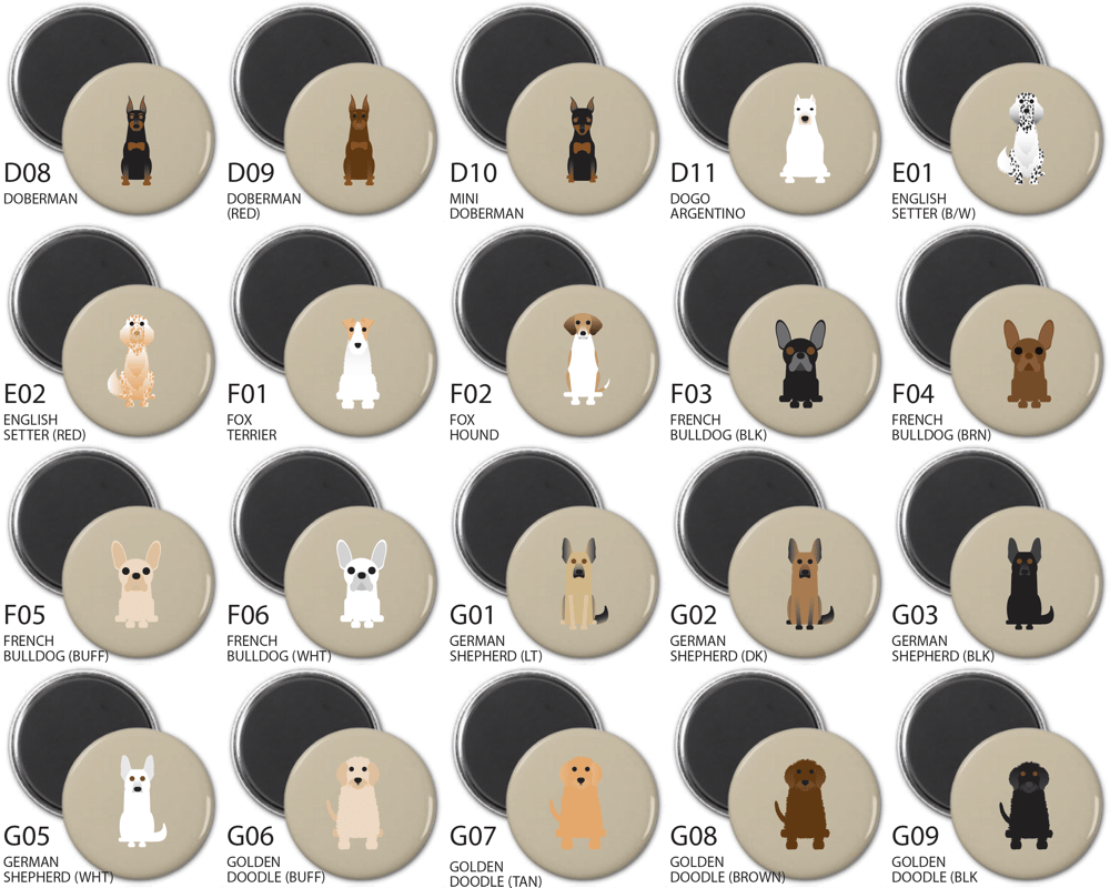 Simply Dogs Round Magnet Sets A-N Breeds